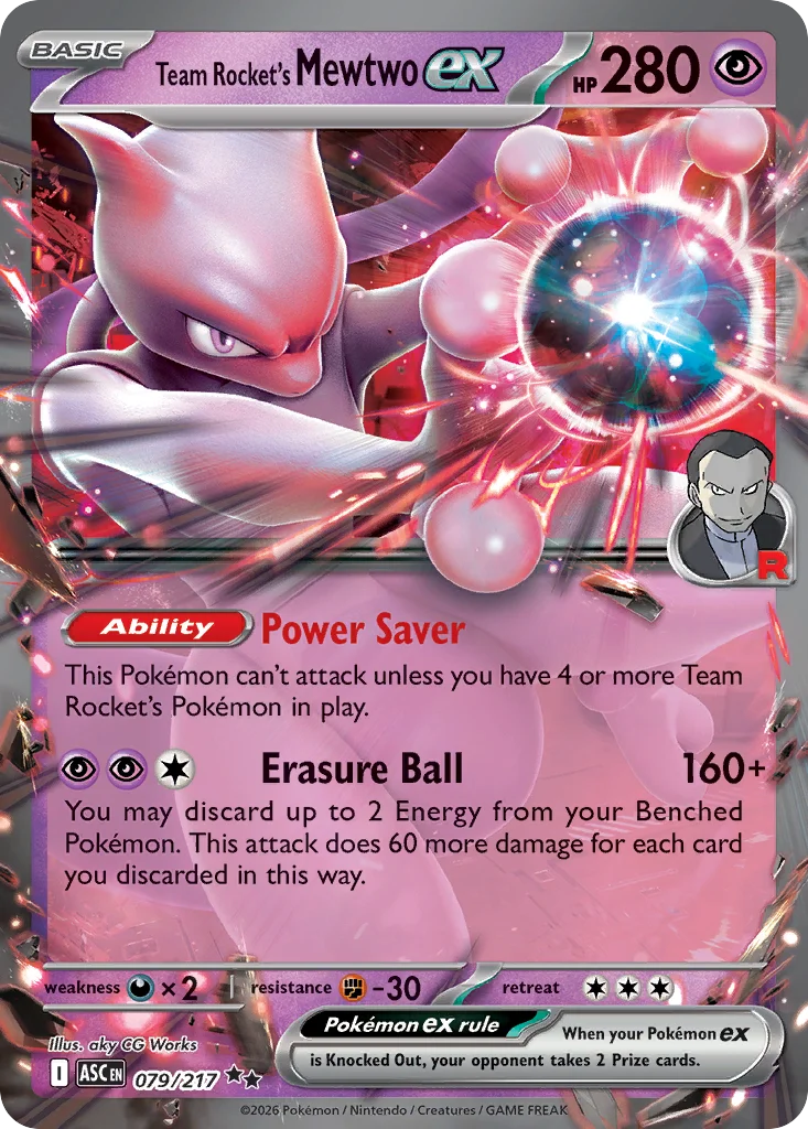 Team Rocket's Mewtwo ex Pokemon card from Ascended Heroes, card number 79
