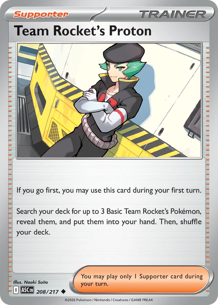 Team Rocket's Proton Pokemon card from Ascended Heroes, card number 208