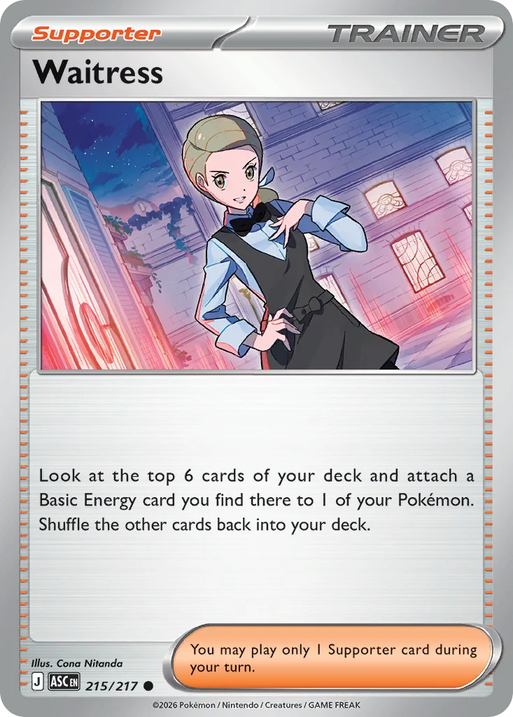 Waitress Pokemon card from Ascended Heroes, card number 215