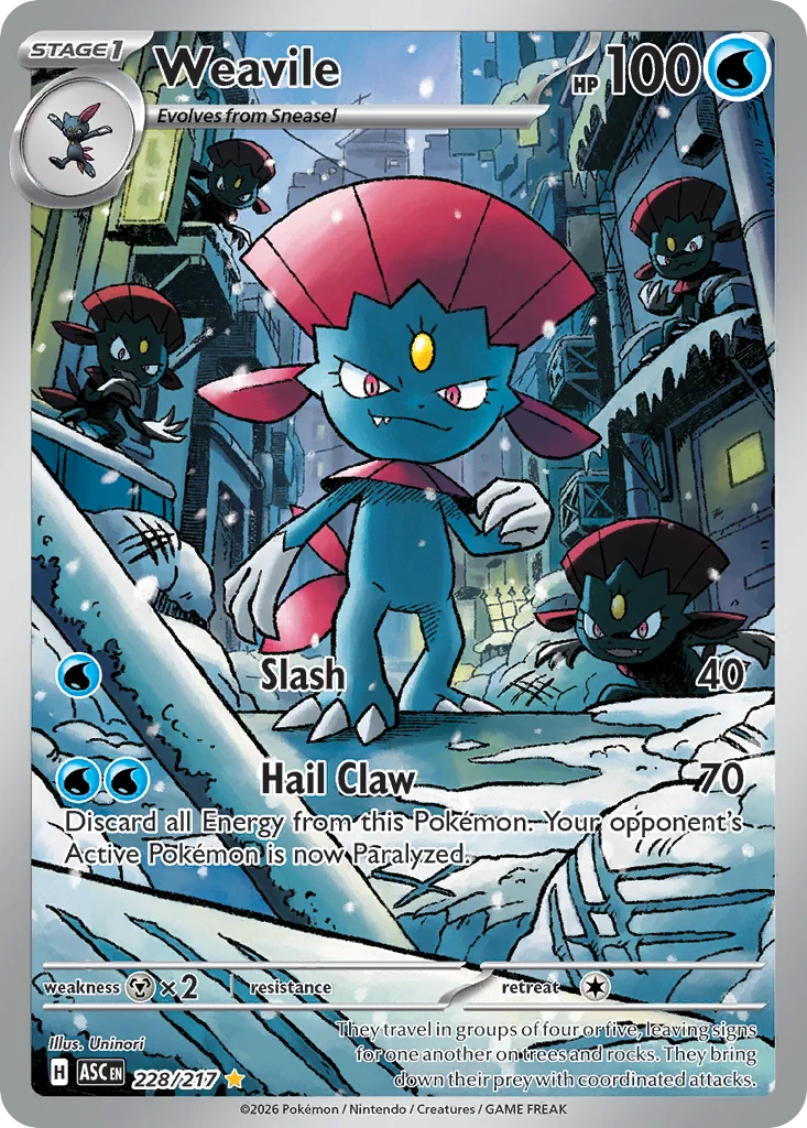 Weavile Pokemon card from Ascended Heroes, card number 228