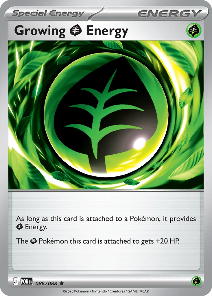 Growing Grass Energy Pokemon card from Perfect Order, card number 86