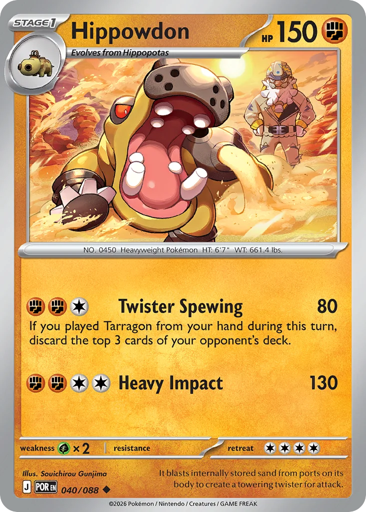 Hippowdon Pokemon card from Perfect Order, card number 40