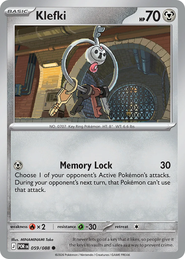 Klefki Pokemon card from Perfect Order, card number 59