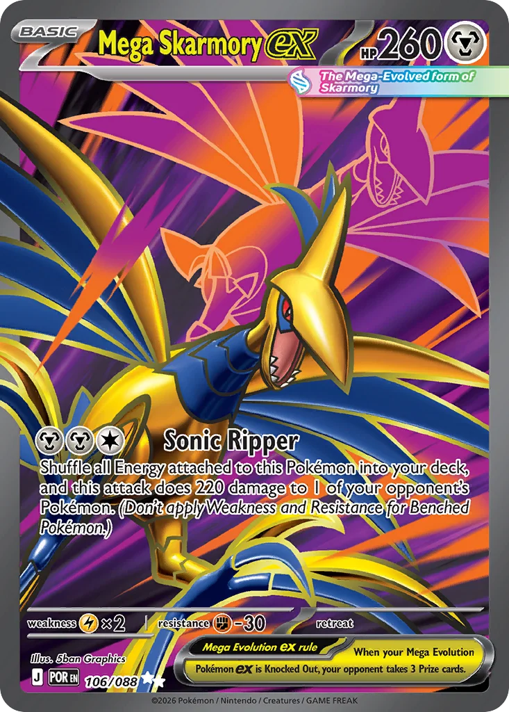 Mega Skarmory ex Pokemon card from Perfect Order, card number 106
