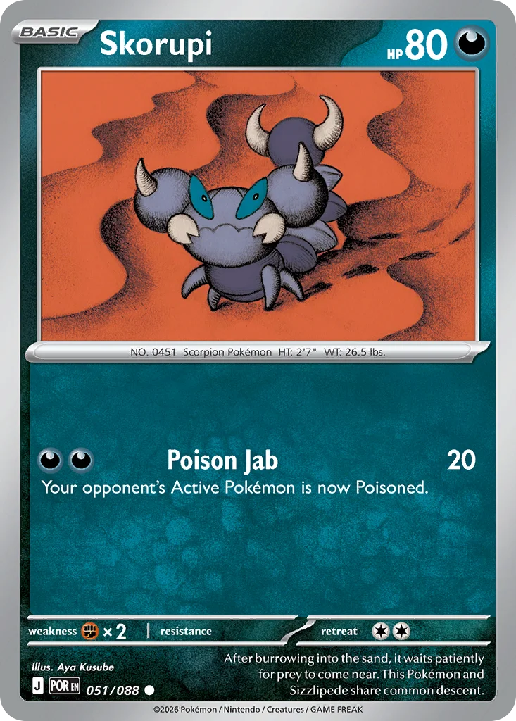 Skorupi Pokemon card from Perfect Order, card number 51