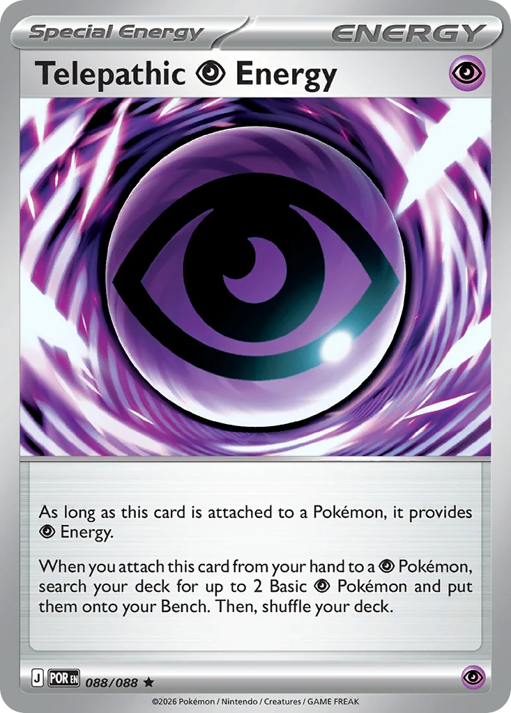 Telepathic Psychic Energy Pokemon card from Perfect Order, card number 88