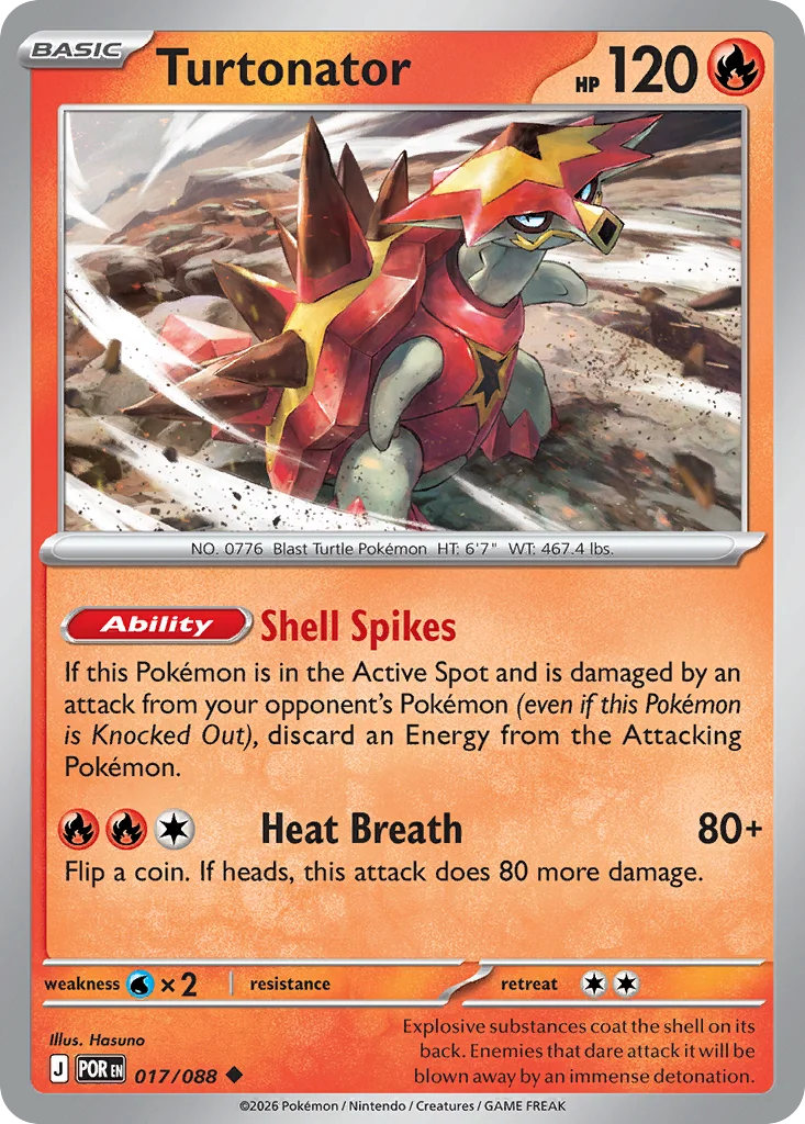 Turtonator Pokemon card from Perfect Order, card number 17