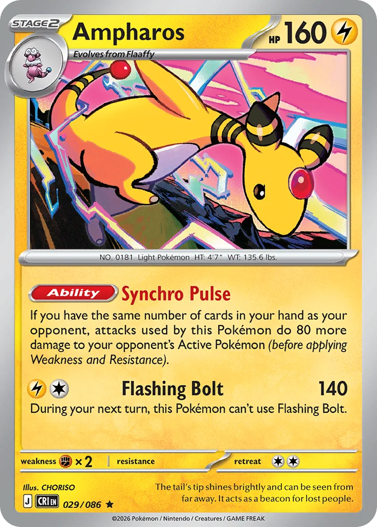 Ampharos Pokemon card from Chaos Rising, card number 29