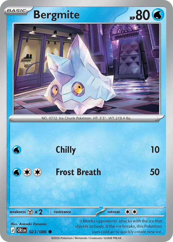 Bergmite Pokemon card from Chaos Rising, card number 23
