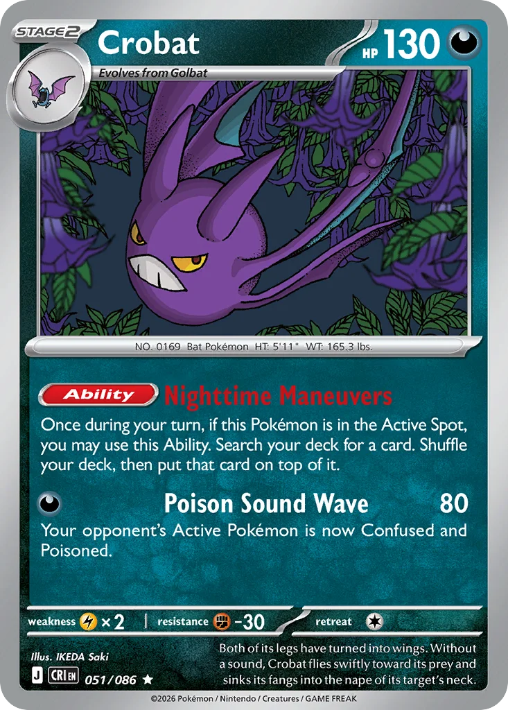 Crobat Pokemon card from Chaos Rising, card number 51