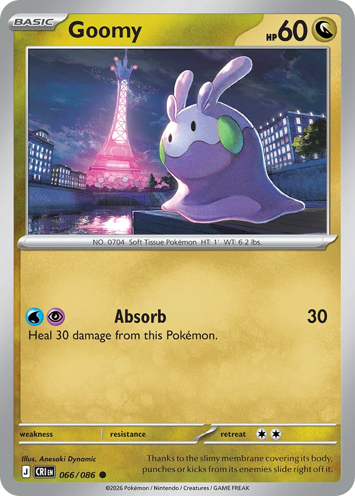 Goomy Pokemon card from Chaos Rising, card number 66