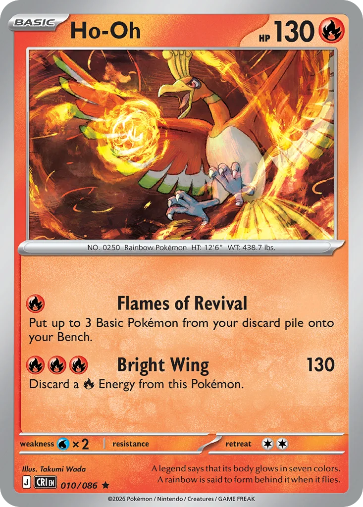 Ho-Oh Pokemon card from Chaos Rising, card number 10