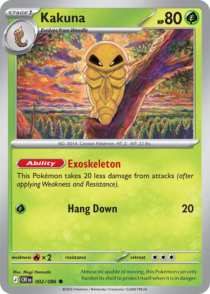 Kakuna Pokemon card from Chaos Rising, card number 2