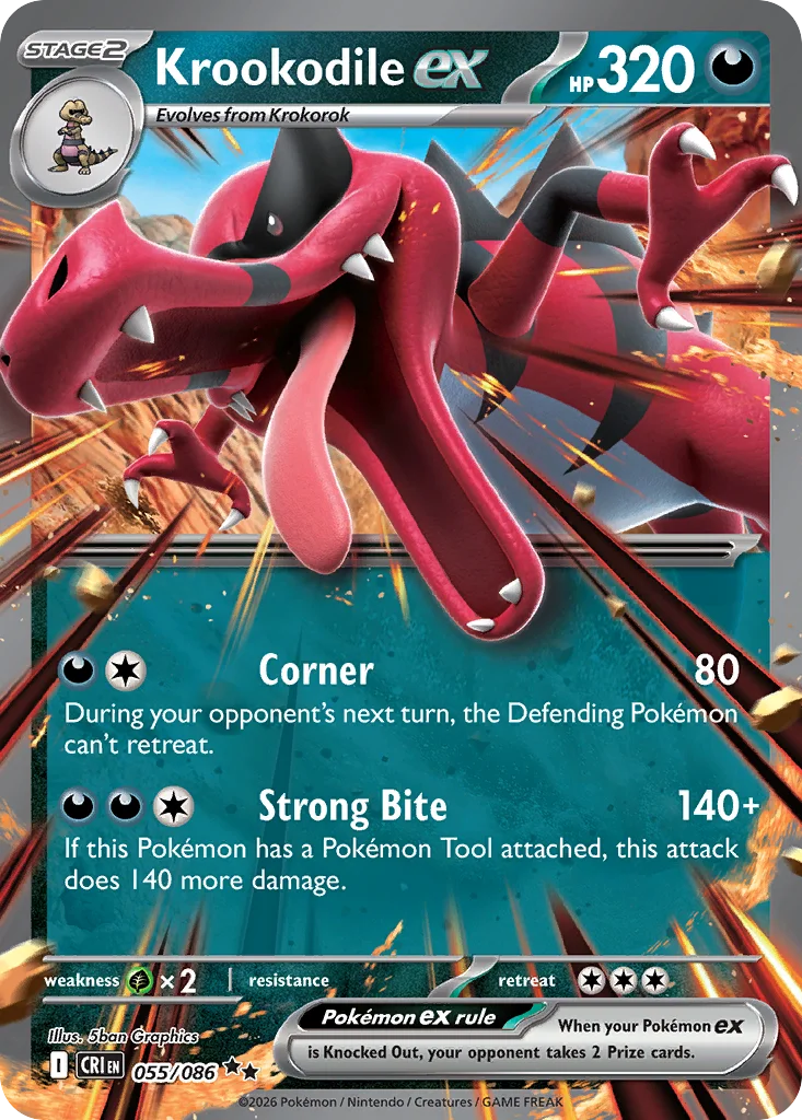 Krookodile ex Pokemon card from Chaos Rising, card number 55