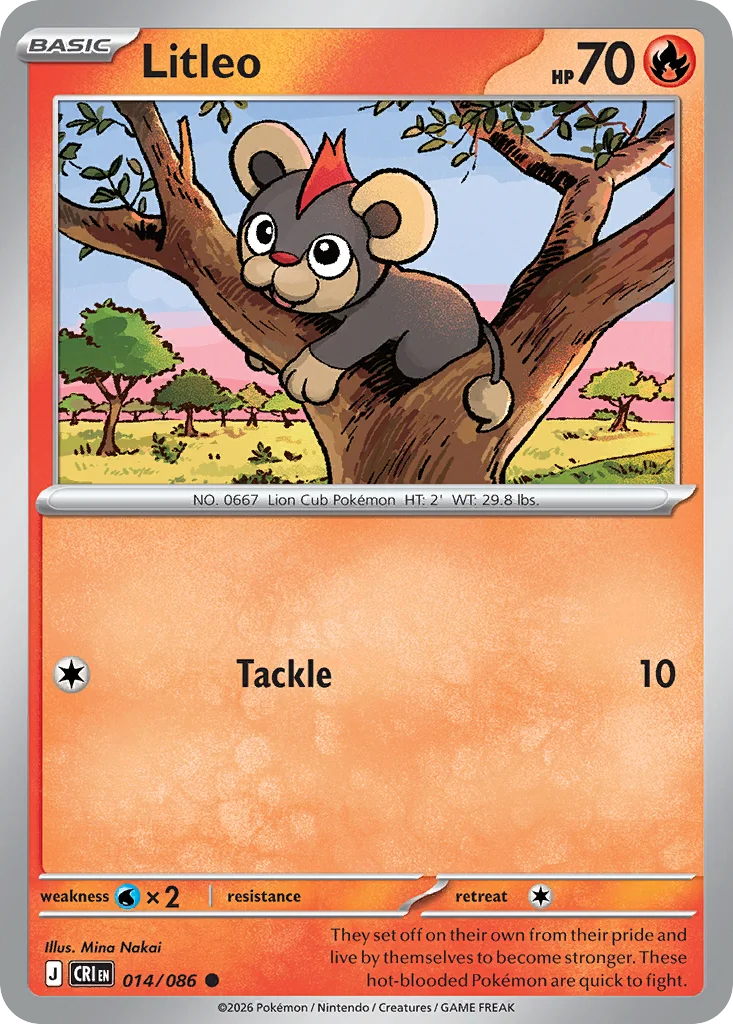 Litleo Pokemon card from Chaos Rising, card number 14