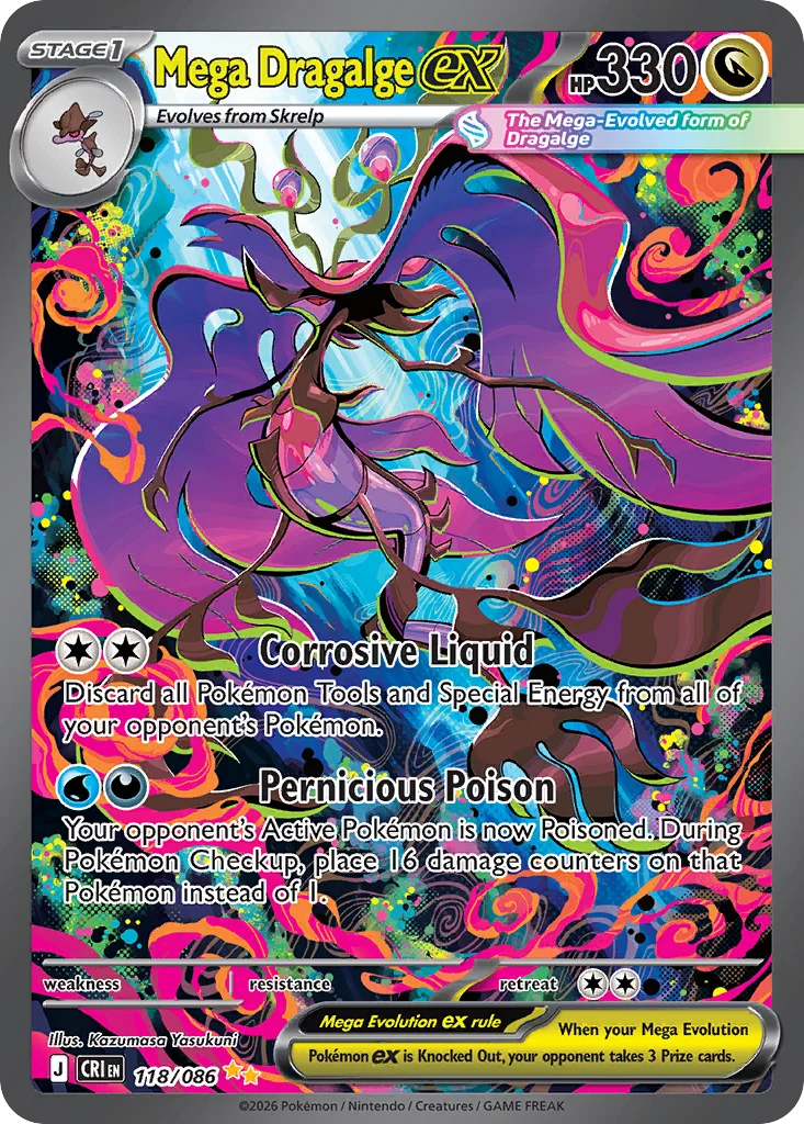 Mega Dragalge ex Pokemon card from Chaos Rising, card number 118