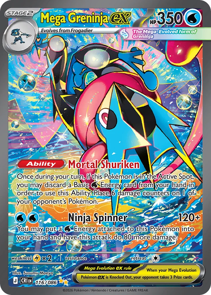 Mega Greninja ex Pokemon card from Chaos Rising, card number 116