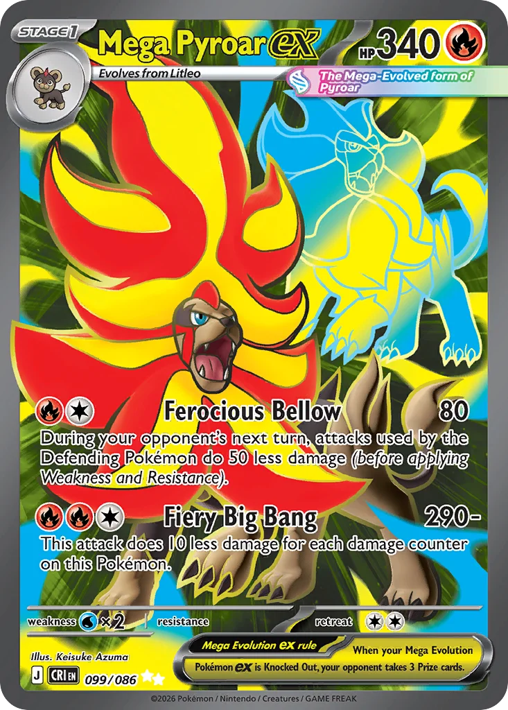 Mega Pyroar ex Pokemon card from Chaos Rising, card number 99