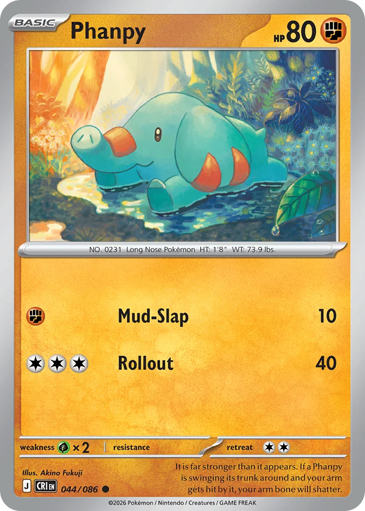 Phanpy Pokemon card from Chaos Rising, card number 44
