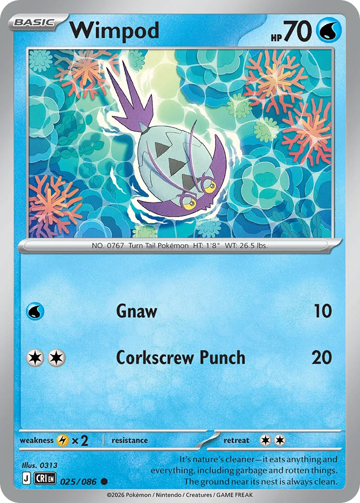 Wimpod Pokemon card from Chaos Rising, card number 25