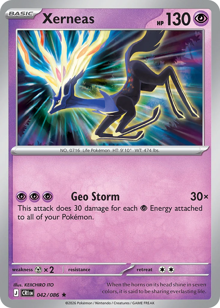 Xerneas Pokemon card from Chaos Rising, card number 42