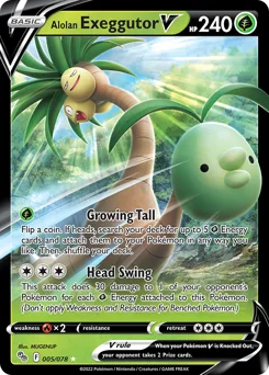 Alolan Exeggutor V Pokemon card from Pokémon GO, card number 5