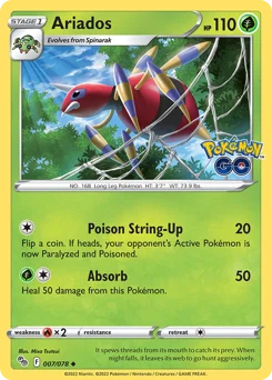 Ariados Pokemon card from Pokémon GO, card number 7