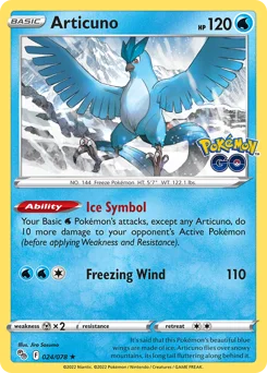Articuno Pokemon card from Pokémon GO, card number 24
