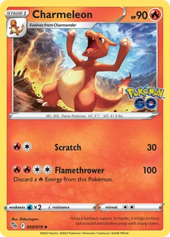 Charmeleon Pokemon card from Pokémon GO, card number 9
