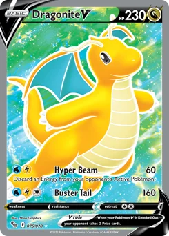 Dragonite V Pokemon card from Pokémon GO, card number 76