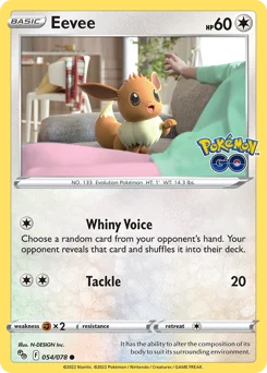 Eevee Pokemon card from Pokémon GO, card number 54