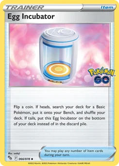Egg Incubator Pokemon card from Pokémon GO, card number 66