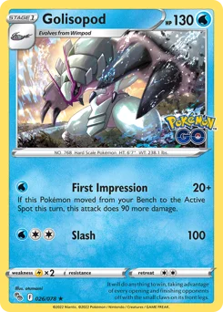 Golisopod Pokemon card from Pokémon GO, card number 26