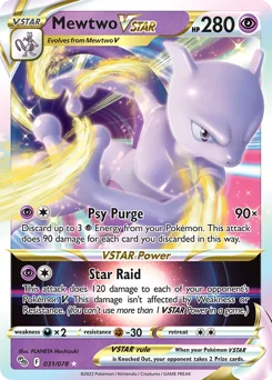 Mewtwo VSTAR Pokemon card from Pokémon GO, card number 31