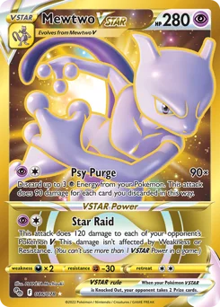 Mewtwo VSTAR Pokemon card from Pokémon GO, card number 86
