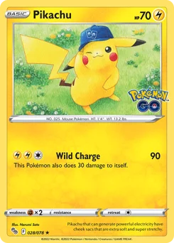 Pikachu Pokemon card from Pokémon GO, card number 28