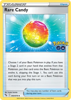 Rare Candy Pokemon card from Pokémon GO, card number 69