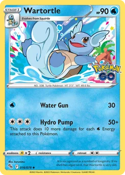 Wartortle Pokemon card from Pokémon GO, card number 16