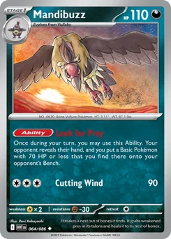 Mandibuzz Pokemon card from White Flare, card number 64