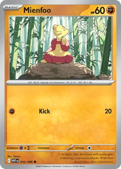 Mienfoo Pokemon card from White Flare, card number 52