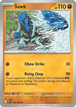 Sawk Pokemon card from White Flare, card number 49