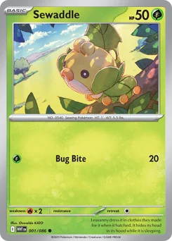 Sewaddle Pokemon card from White Flare, card number 1
