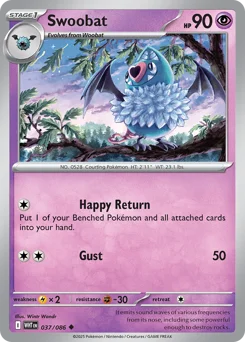Swoobat Pokemon card from White Flare, card number 37