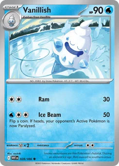 Vanillish Pokemon card from White Flare, card number 28
