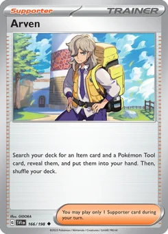 Arven Pokemon card from Scarlet & Violet, card number 166