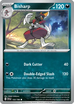 Bisharp Pokemon card from Scarlet & Violet, card number 133