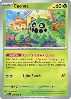 Cacnea Pokemon card from Scarlet & Violet, card number 5