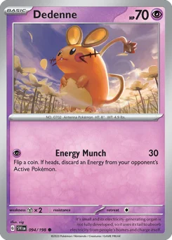 Dedenne Pokemon card from Scarlet & Violet, card number 94