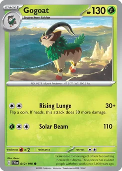 Gogoat Pokemon card from Scarlet & Violet, card number 12