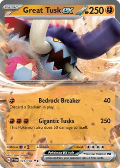 Great Tusk ex Pokemon card from Scarlet & Violet, card number 123